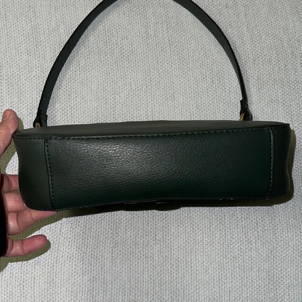 TIME and TRU Small Dark Green Faux Pebbled Leather Hobo Bag Purse